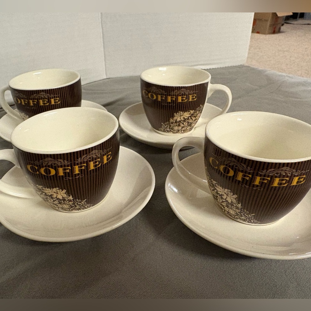 INFINITY Fine Bone China Coffee Espresso Cups and Saucers